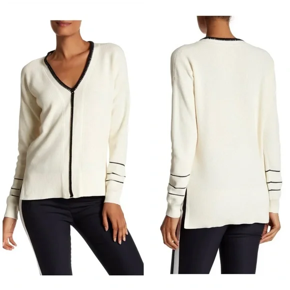 Derek Lam 10 Crosby Ivory Crochet Pipe Trim Pullover Sweater Cotton Cashmere - Picture 5 of 10